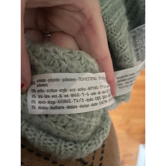 Zara- chunky sweater- seafoam green- button down- size M - Picture 4 of 5